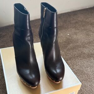 Elegant Dark Chocolate Leather Ankle Boots